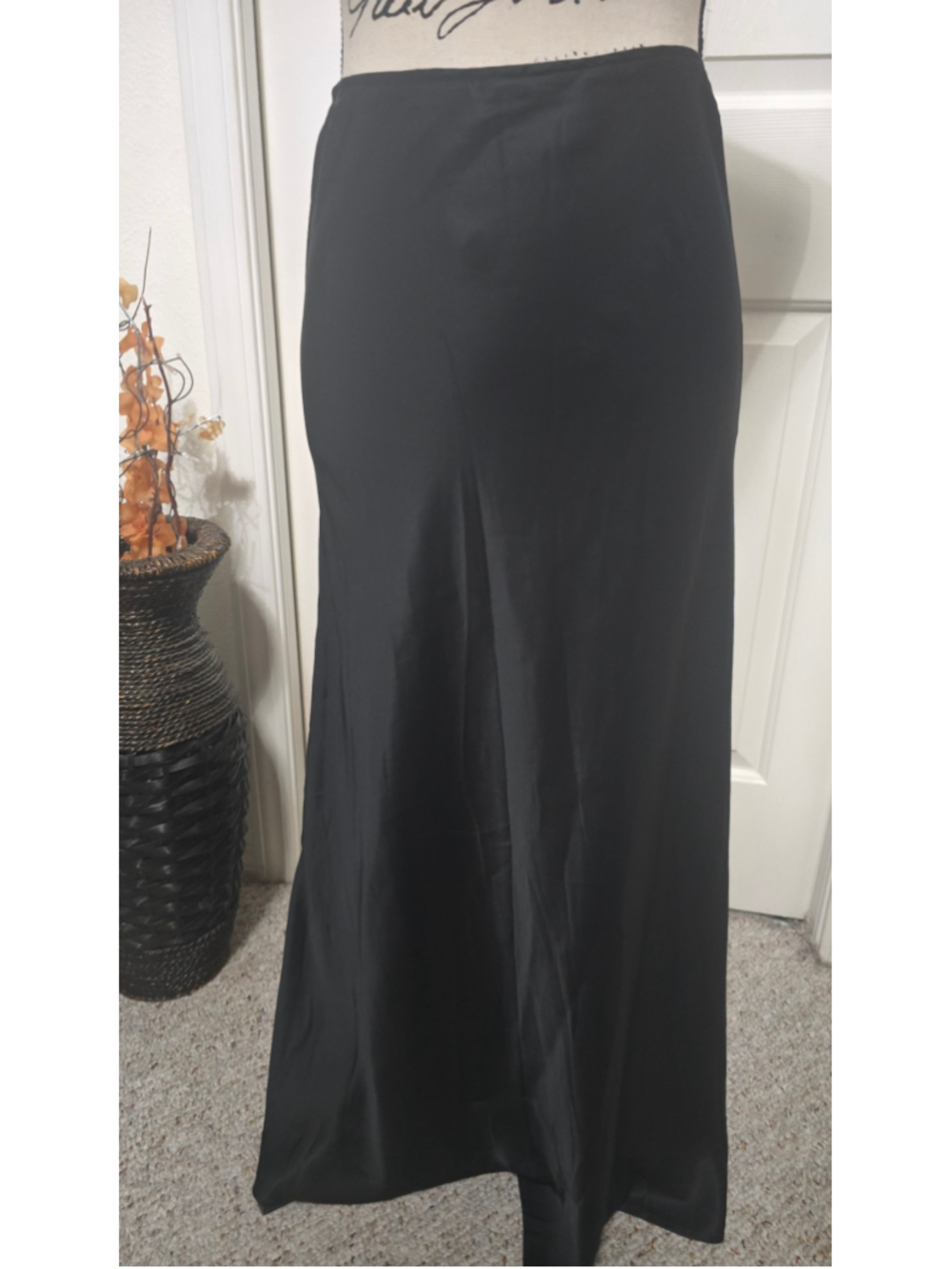 Wild Fable Black Satin/Rayon Maxi Skirt Size L NWT
